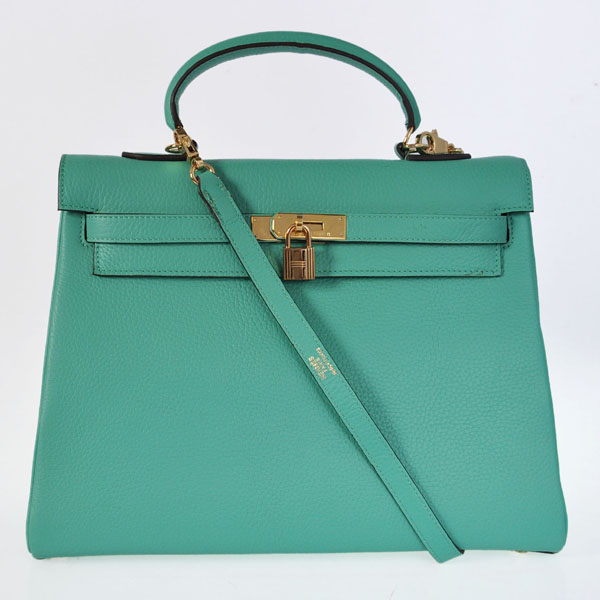 K35CLGG Kelly di Hermes 35CM pelle clemence in Green Lake con Go